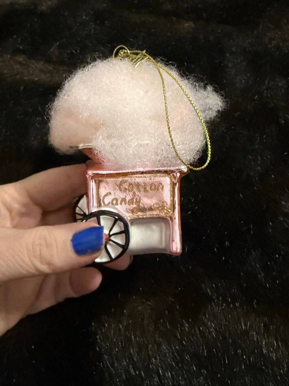 Christmas pink, glass cotton candy machine ornament  hand-painted mouth-blown